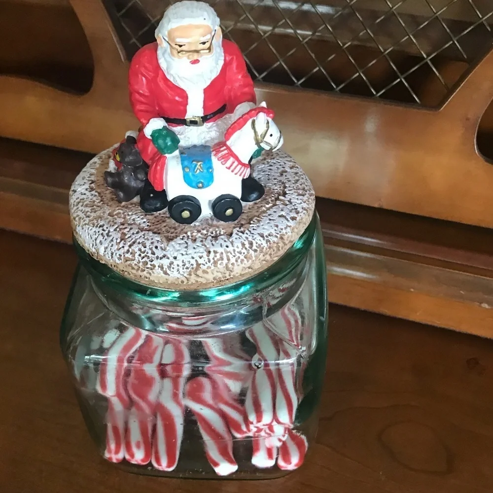 Rare Vintage 1970’s Christmas Santa Candy Jar